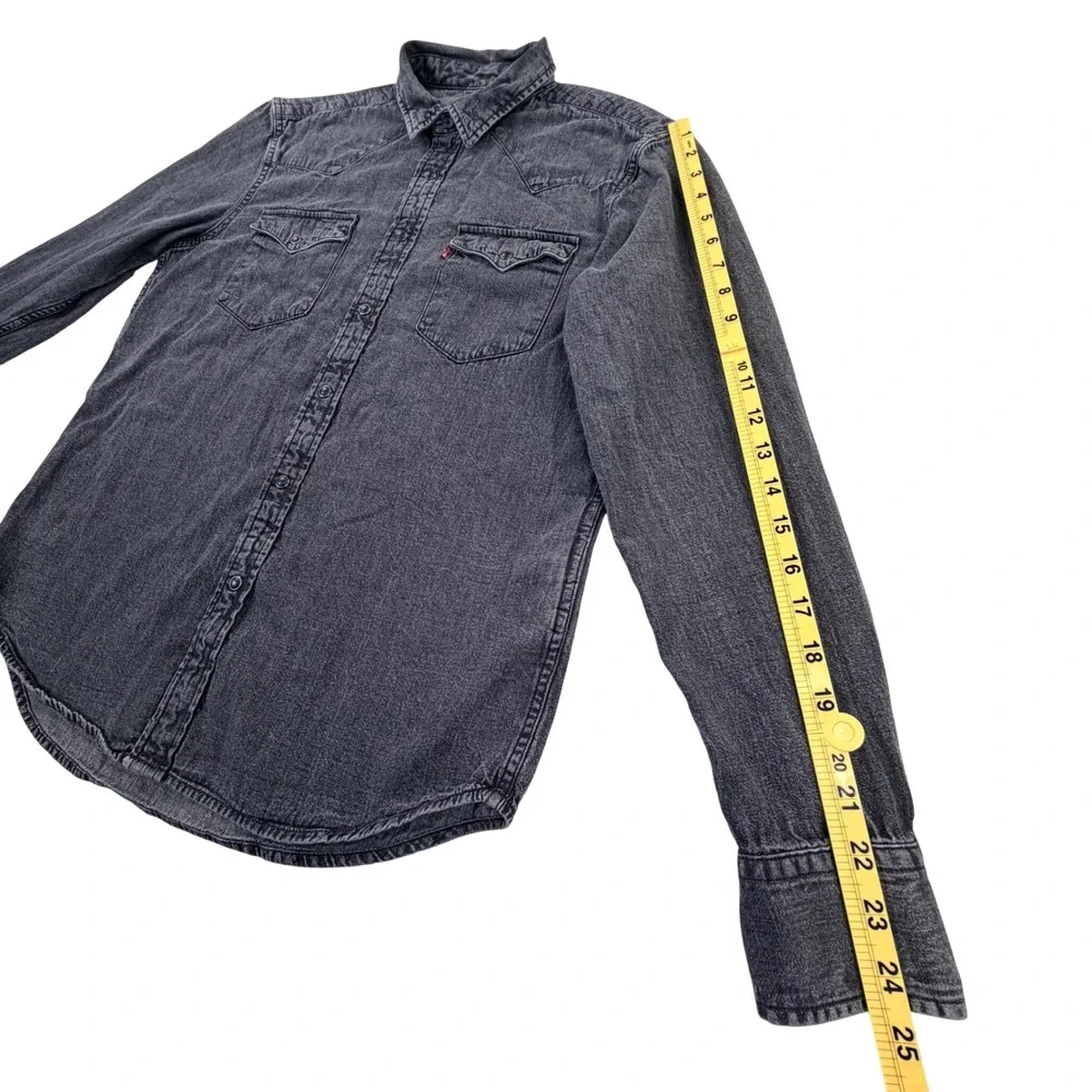 Levi's Western Barstow Shirt Men Medium Black Pearl Snaps Standard Fit Denim
